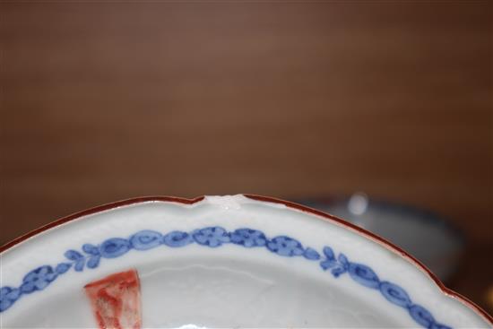 Two Chinese porcelain bowls and saucer and a Japanese dish